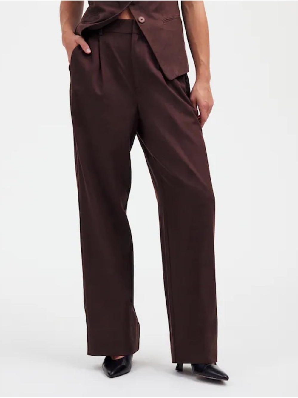 Madewell Slouchy Straight Pant: Wide-Leg High-Rise Trousers in Dark Brown